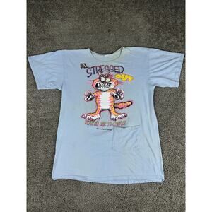 Vintage All Stressed Out Cat Shirt Womens One Size Sarasota Florida Cartoon 90s